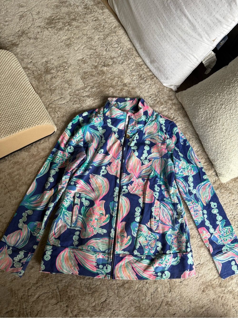 Lilly Pulitzer Navy Jacket with Pink & Mint Floral Print